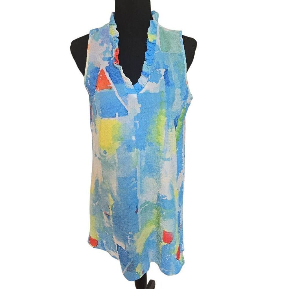 Ethyl Clothing Womens Watercolor Abstract Print Sleeveless Dress Small